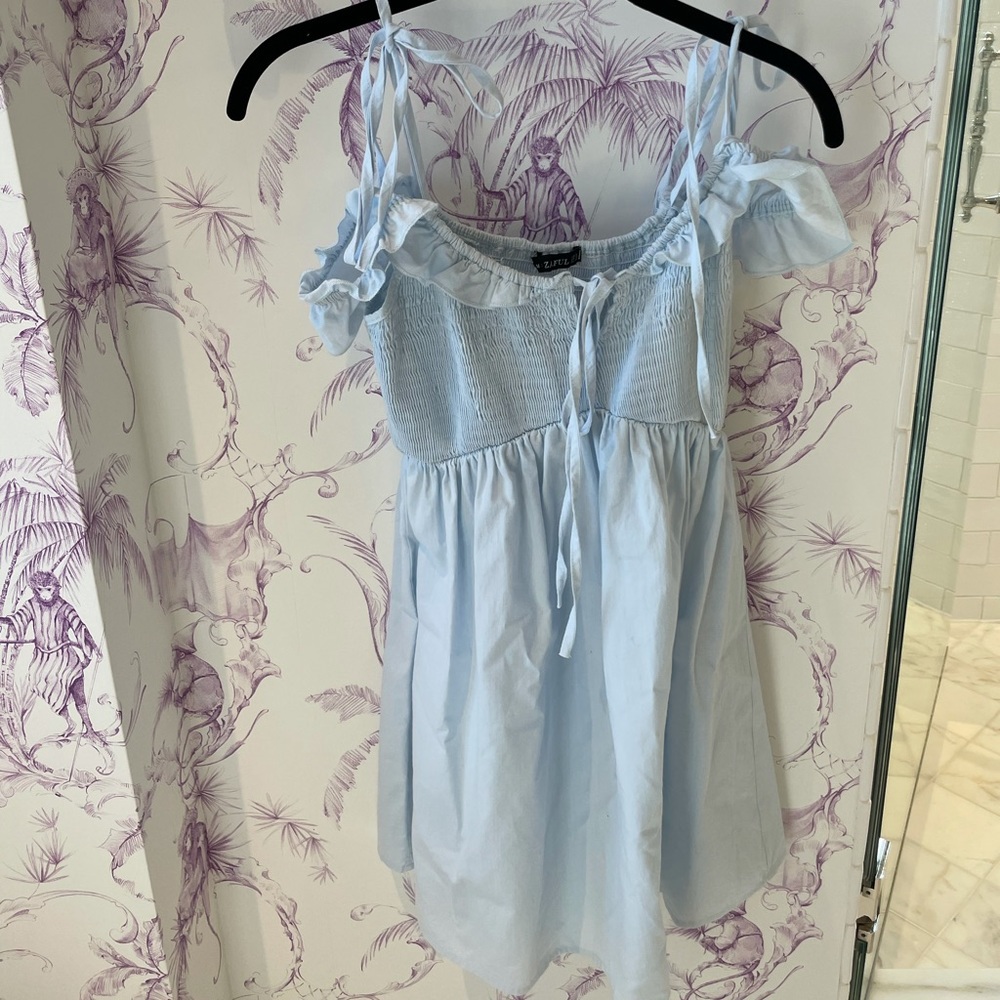 Zaful baby blue off the shoulder dress